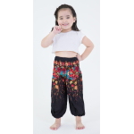 Kinderbroek S - maat 92 - Bloempje zwart